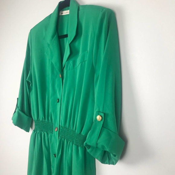 Vintage Emerald Green Dress with Pockets - Picture 5 of 7
